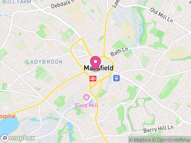 Map of Mansfield, Nottinghamshire