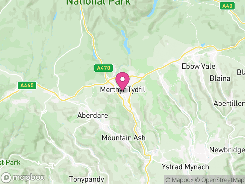 Map of Merthyr Tydfil, Cymru / Wales