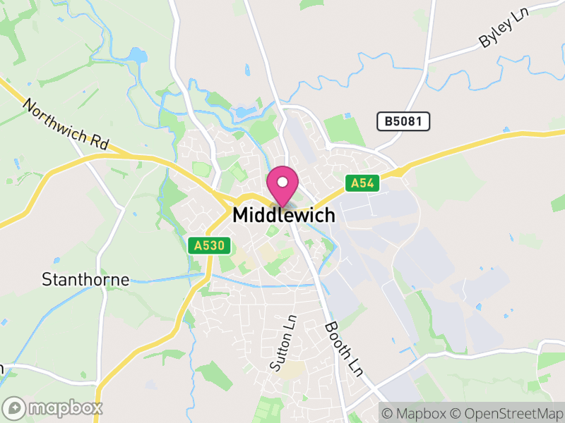 Map of Middlewich, Cheshire East