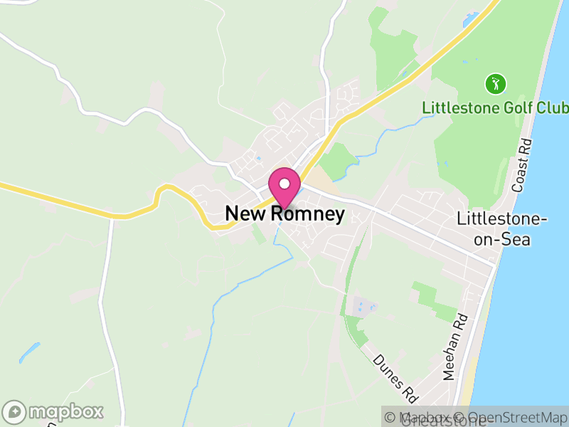 Map of New Romney, Folkestone and Hythe