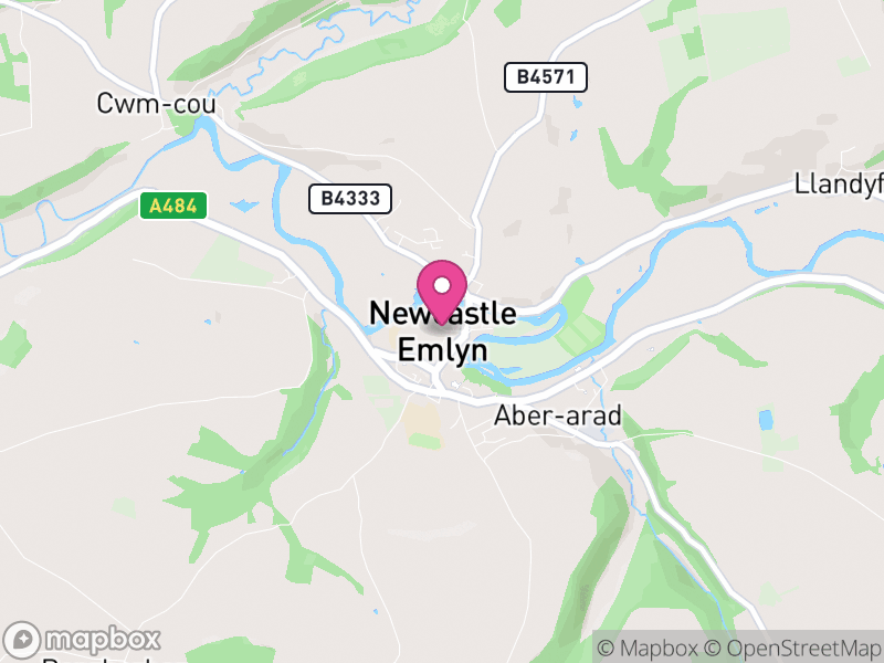 Map of Newcastle Emlyn, Sir Gaerfyrddin / Carmarthenshire