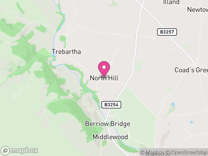 Map of North Hill, Cornwall