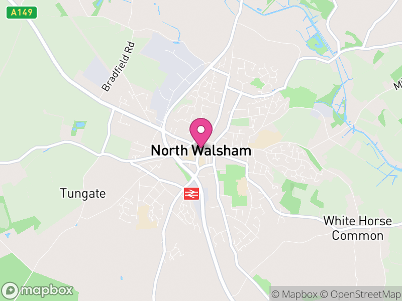 Map of North Walsham, North Norfolk