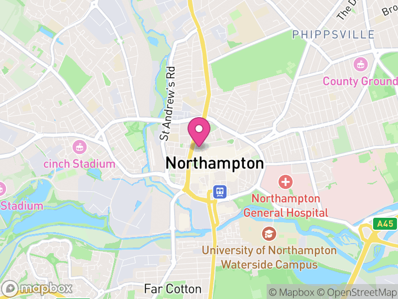 Map of Northampton, West Northamptonshire