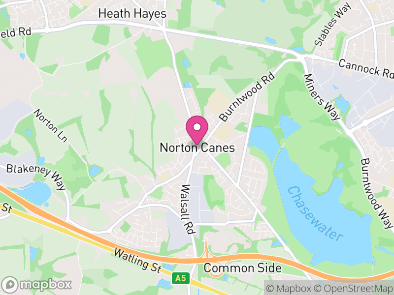 Map of Norton Canes, Cannock Chase