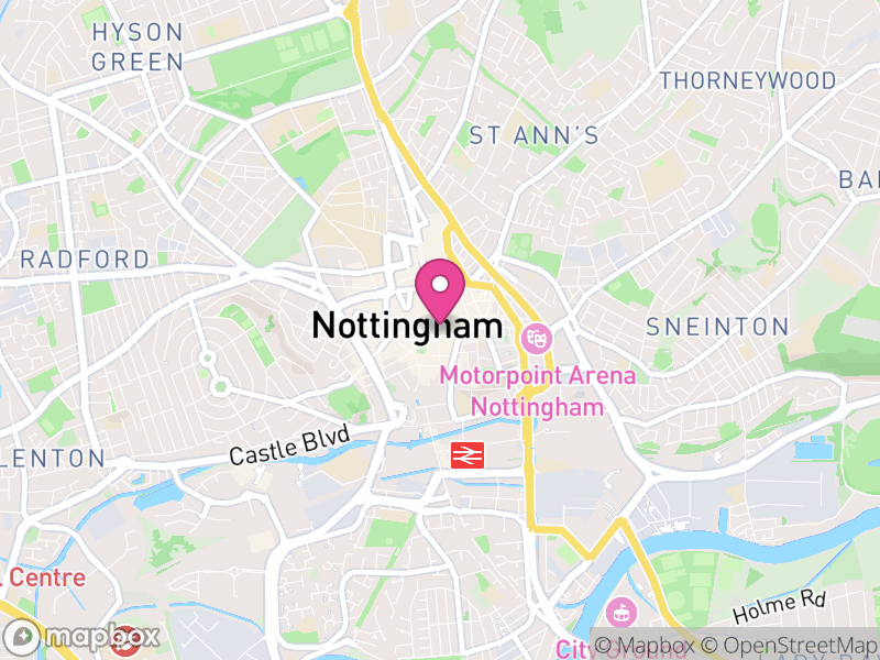 Map of Nottingham, East Midlands
