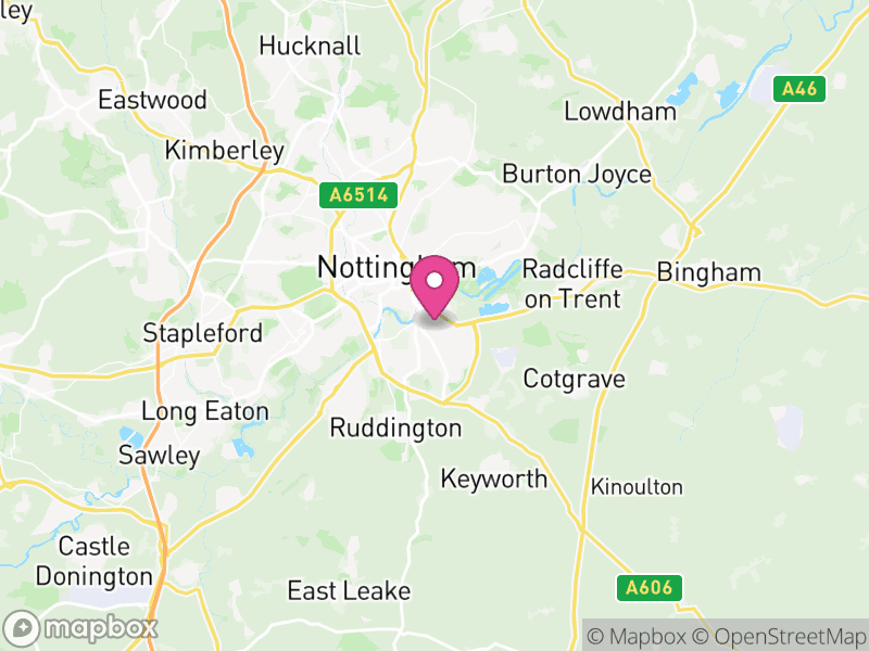 Map of Nottinghamshire, East Midlands