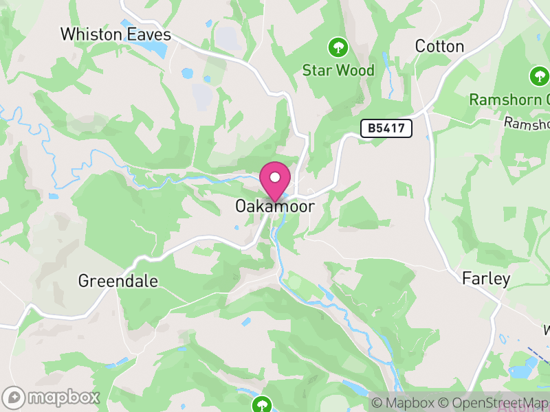 Map of Oakamoor, Staffordshire Moorlands