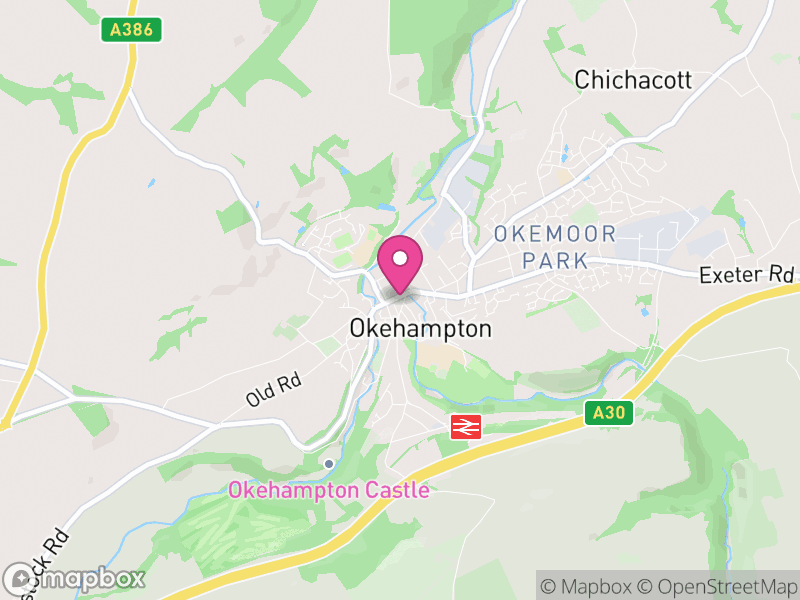 Map of Okehampton, West Devon