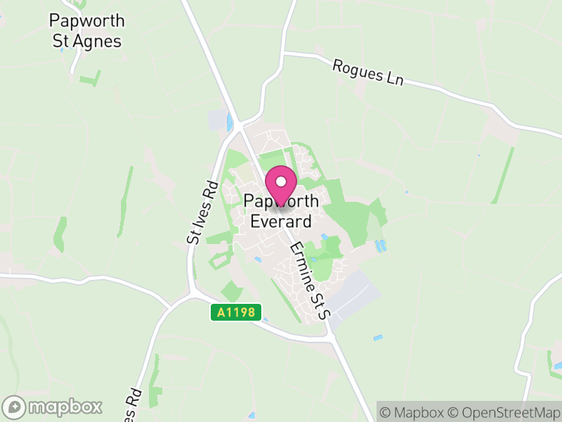 Map of Papworth Everard, South Cambridgeshire