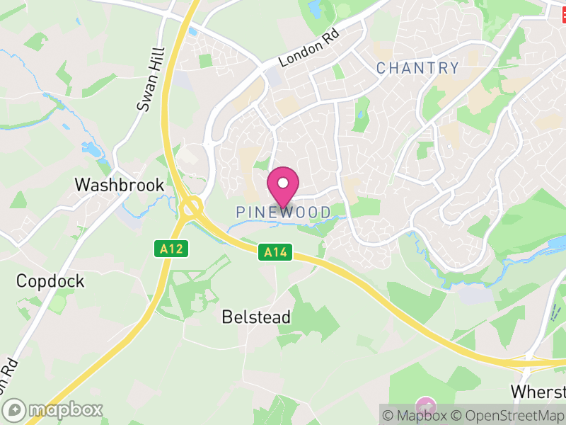 Map of Pinewood, Babergh