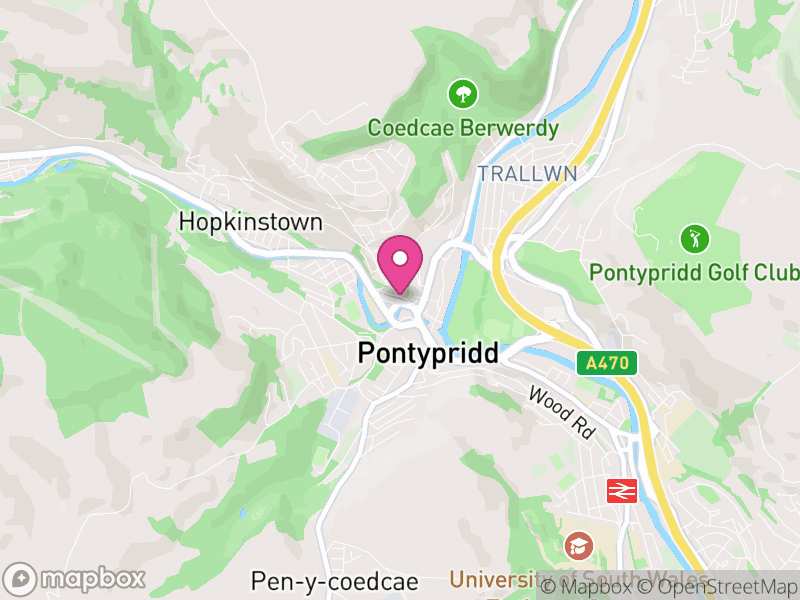 Map of Pontypridd, Rhondda Cynon Taf
