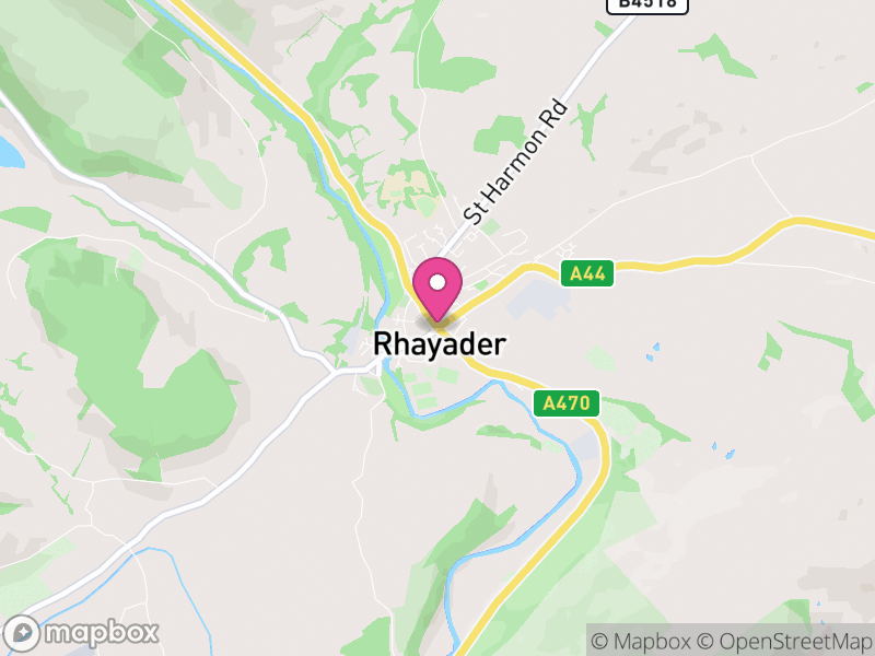 Map of Rhayader, Powys