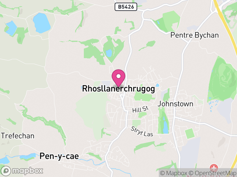 Map of Rhosllanerchrugog, Wrexham
