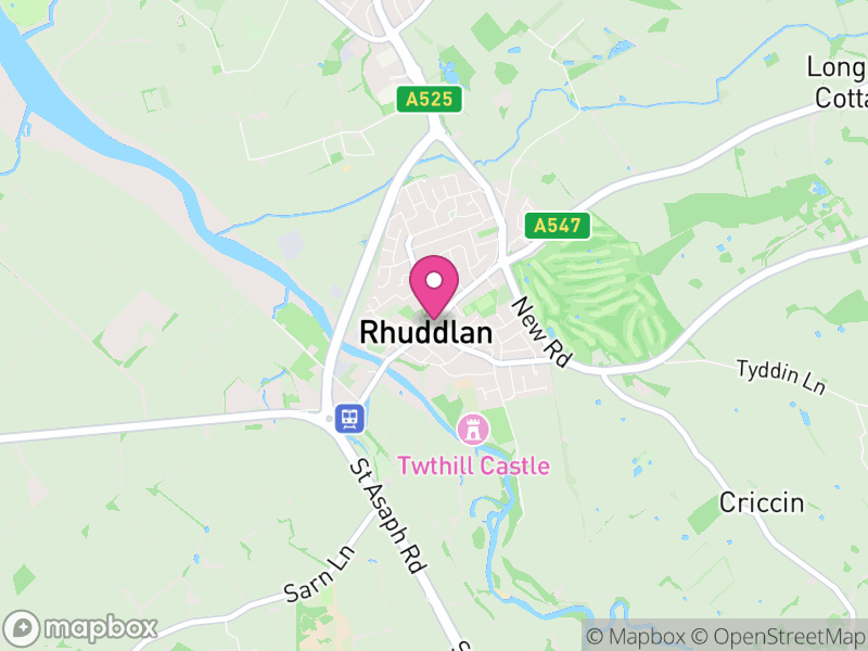 Map of Rhuddlan, Denbighshire