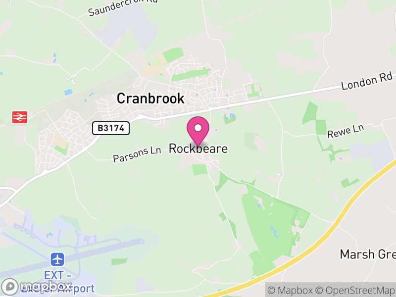 Map of Rockbeare, East Devon