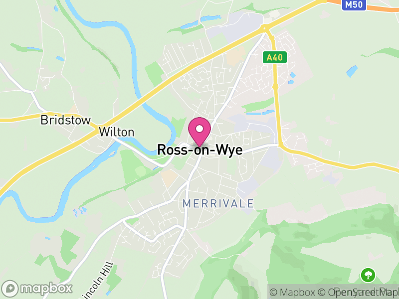 Map of Ross-on-Wye, Herefordshire