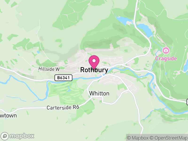 Map of Rothbury, Northumberland