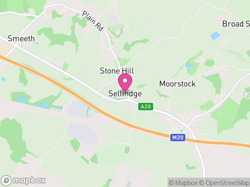 Map of Sellindge, Folkestone and Hythe