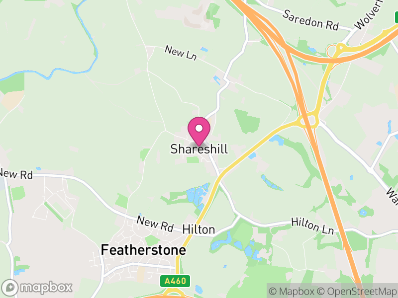 Map of Shareshill, South Staffordshire