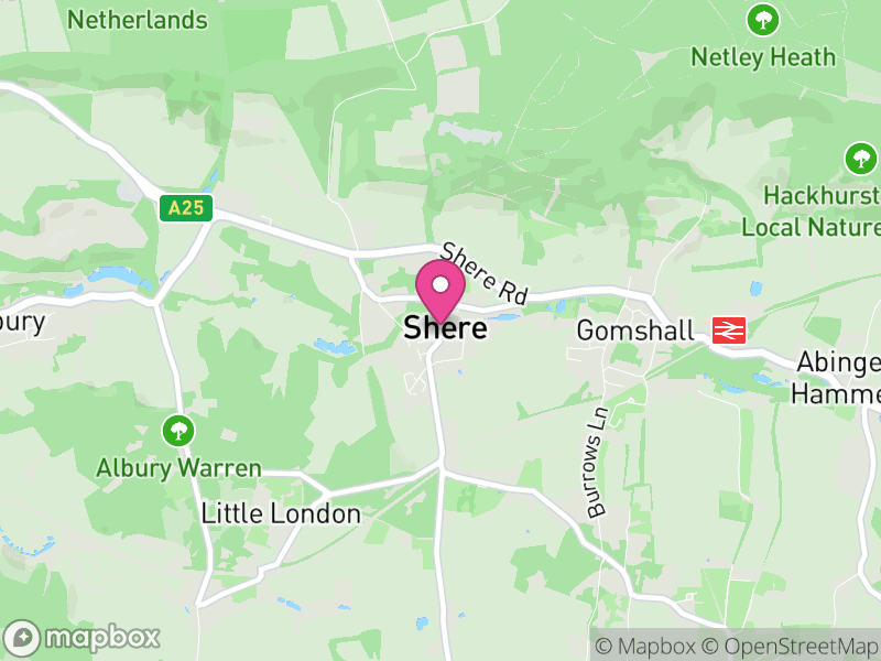 Map of Shere, Guildford