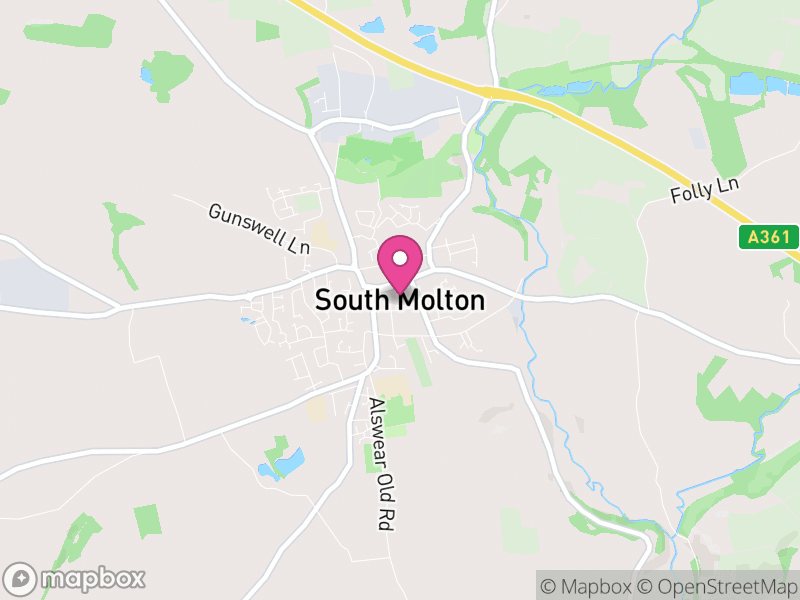 Map of South Molton, North Devon