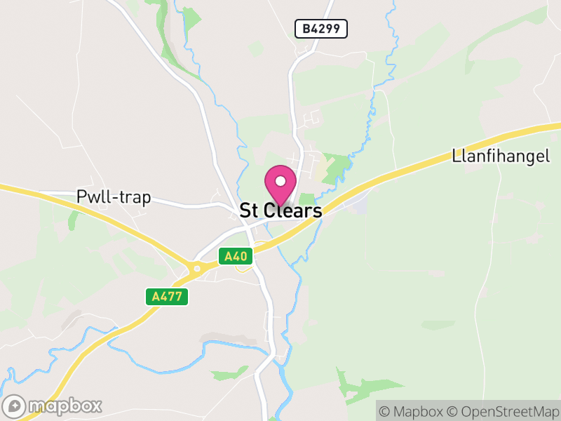 Map of St Clears, Sir Gaerfyrddin / Carmarthenshire