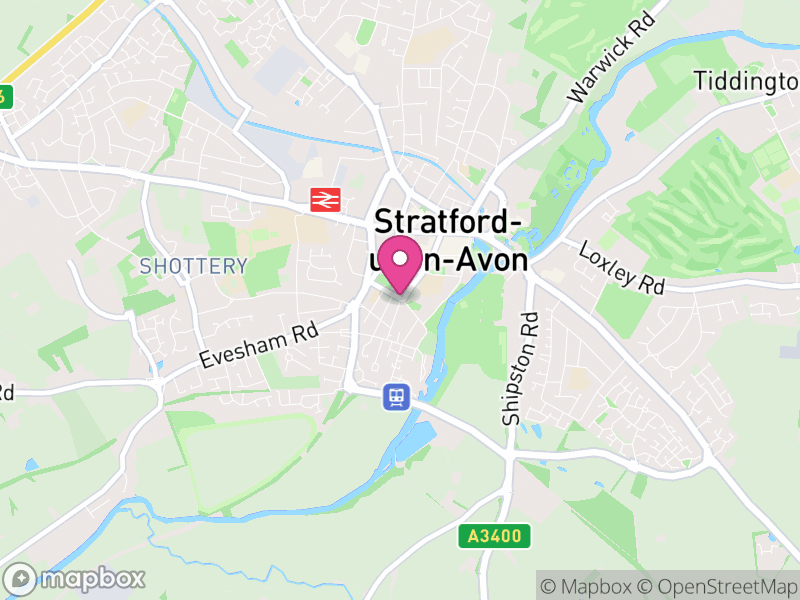 Map of Stratford-on-Avon, Warwickshire