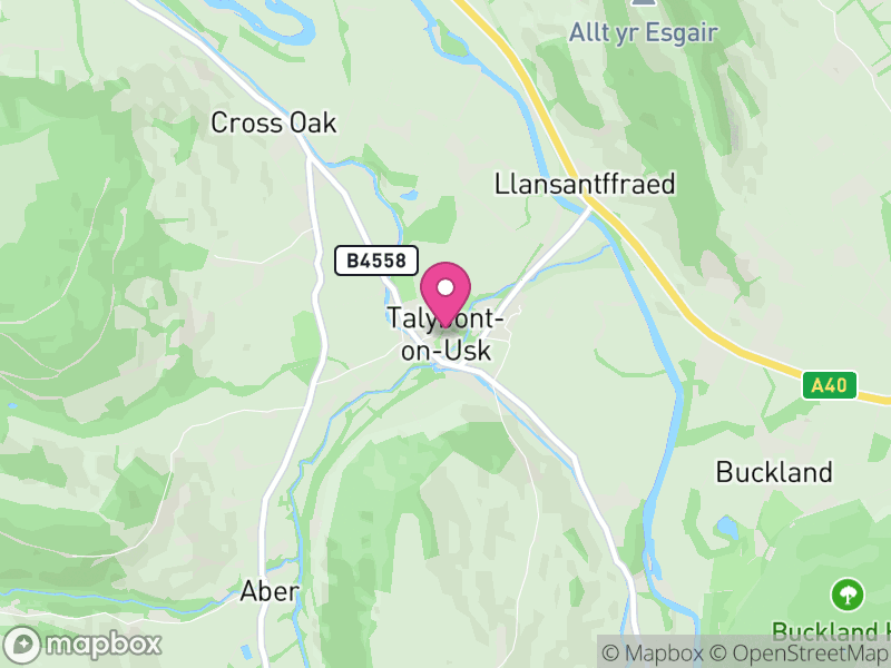Map of Talybont-on-Usk, Powys