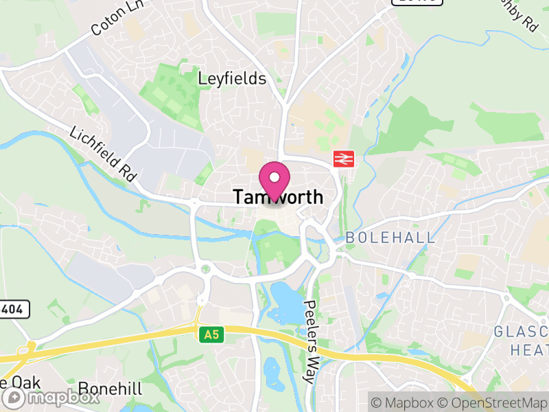 Map of Tamworth, Staffordshire