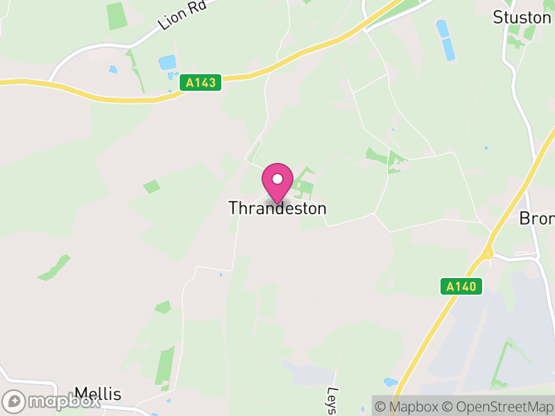 Map of Thrandeston, Mid Suffolk