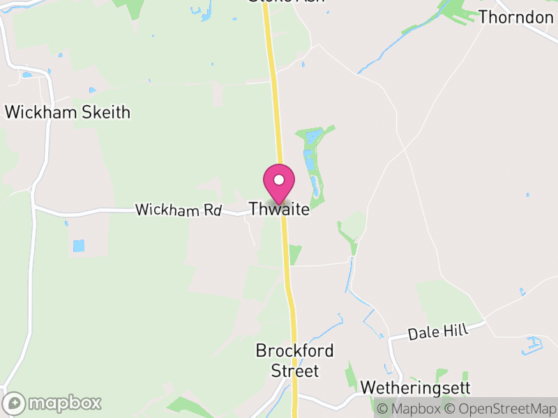 Map of Thwaite, Mid Suffolk