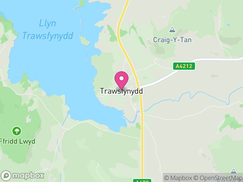 Map of Trawsfynydd, Gwynedd