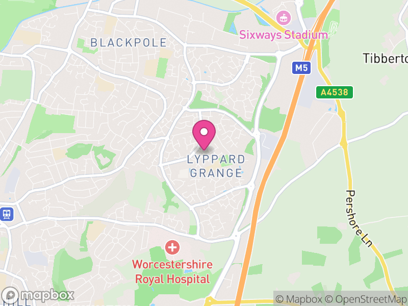 Map of Warndon, Worcester