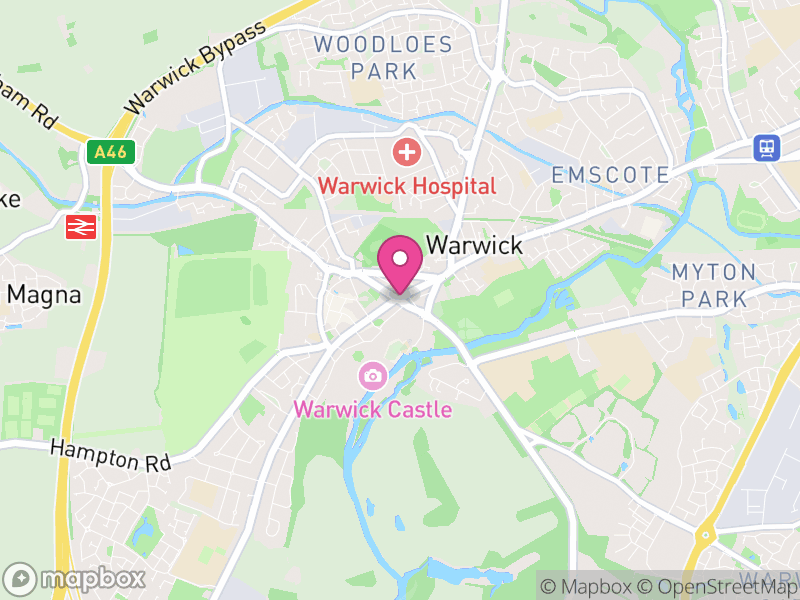 Map of Warwick, Warwickshire