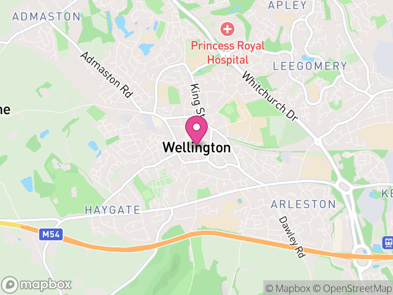 Map of Wellington, Telford and Wrekin