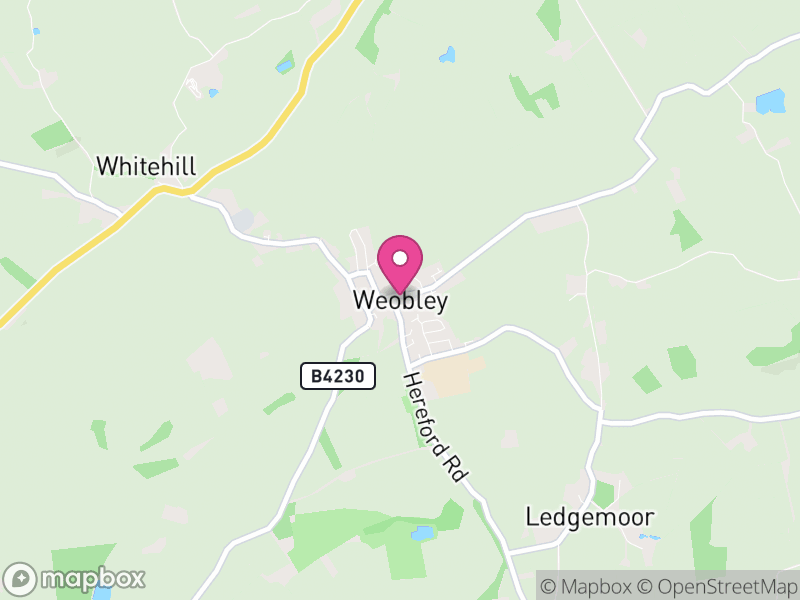 Map of Weobley, Herefordshire