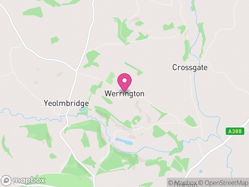 Map of Werrington, Cornwall