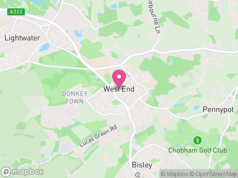 Map of West End, Surrey Heath