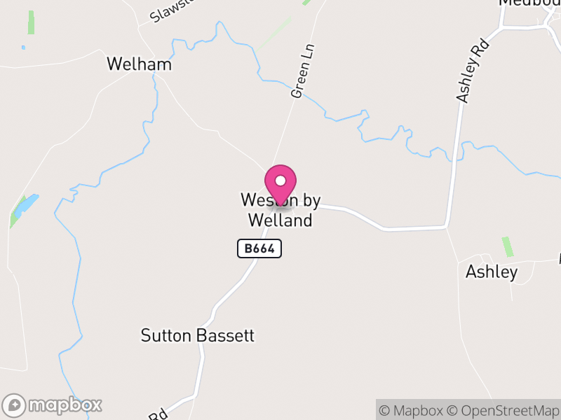 Map of Weston by Welland, North Northamptonshire