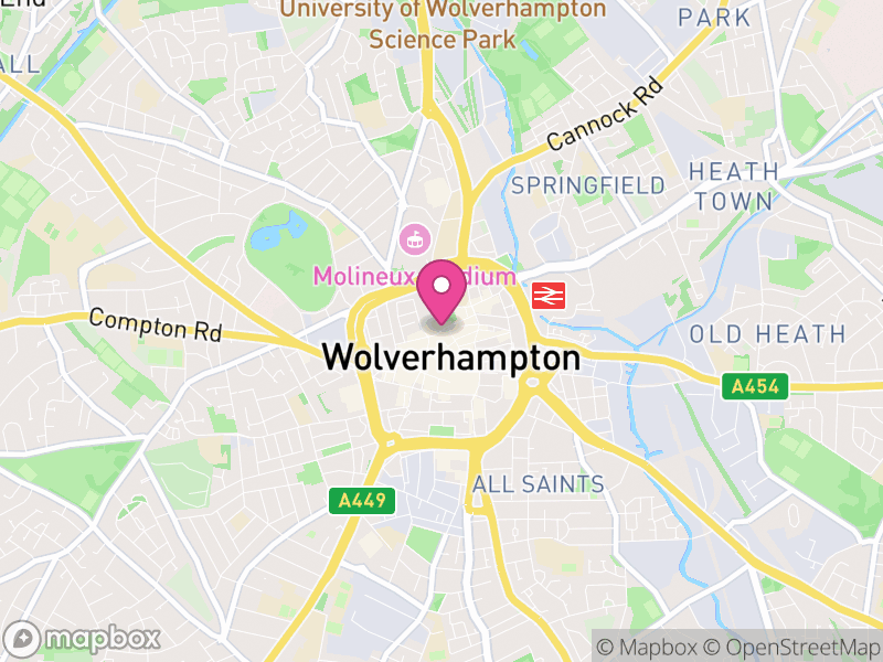 Map of Wolverhampton, West Midlands