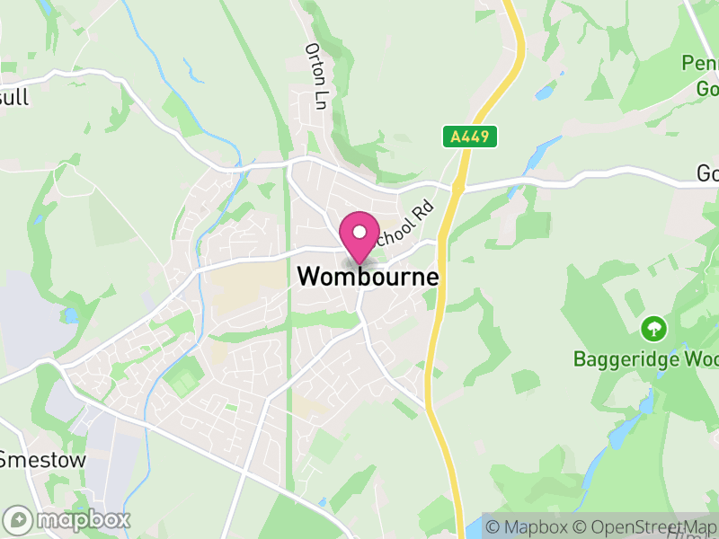 Map of Wombourne, South Staffordshire