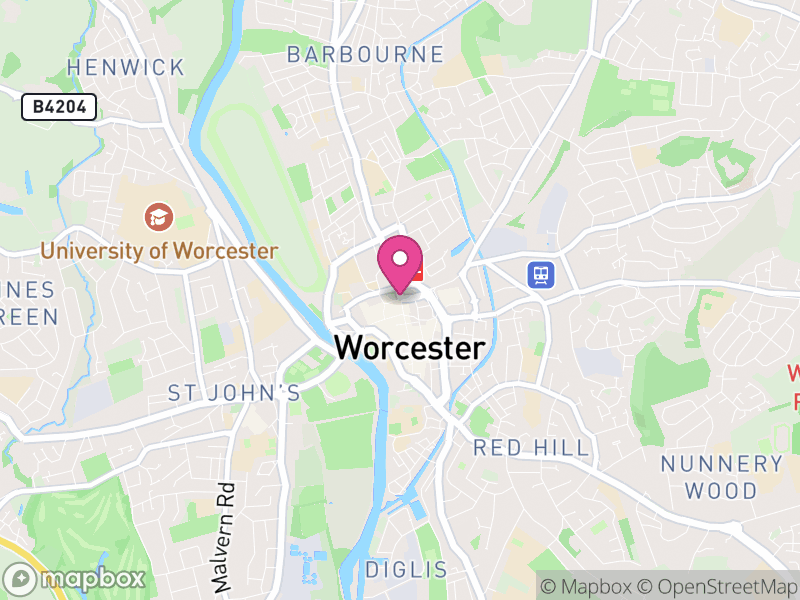 Map of Worcester, Worcestershire