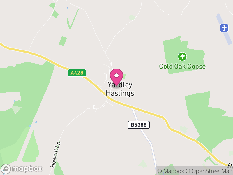 Map of Yardley Hastings, West Northamptonshire
