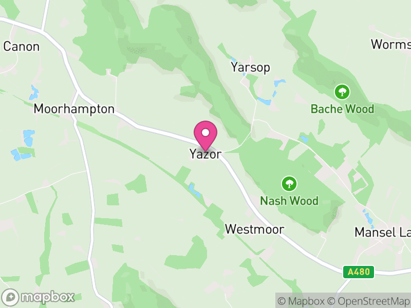 Map of Yazor, Herefordshire