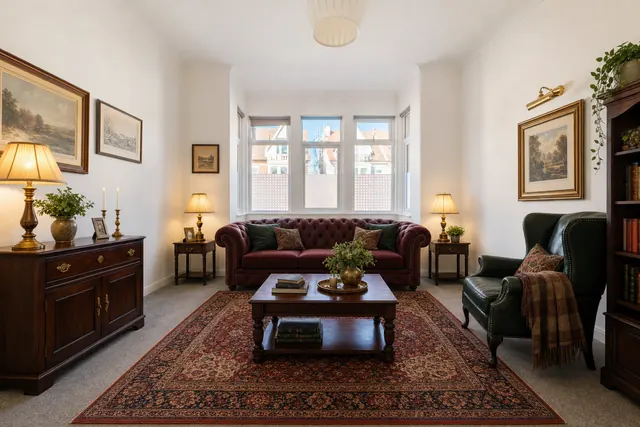 Living room staged in the Traditional style
