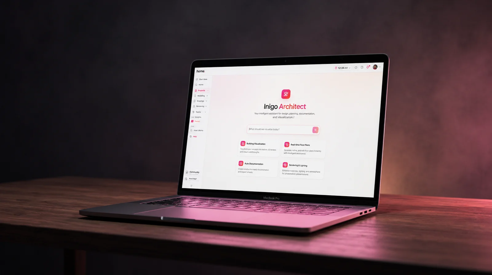 Inigo open on a MacBook — the assistant front and centre in the surveyor dashboard, ready to be asked anything